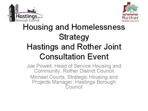 Housing and Homelessness Strategy Hastings and Rother Joint