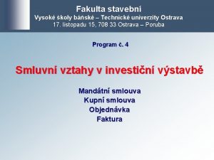 Fakulta stavebn Vysok koly bsk Technick univerzity Ostrava
