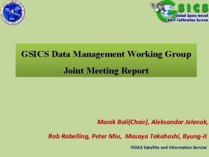 GSICS Data Management Working Group Joint Meeting Report