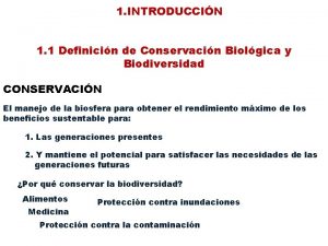 1 INTRODUCCIN 1 1 Definicin de Conservacin Biolgica