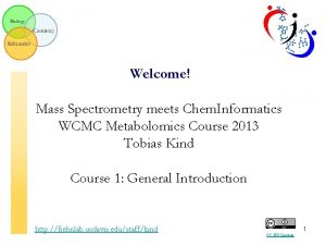 Welcome Mass Spectrometry meets Chem Informatics WCMC Metabolomics