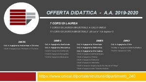 OFFERTA DIDATTICA A A 2019 2020 7 CORSI