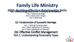 Family Life Ministry 2015 Building Destructive Effective Emotions