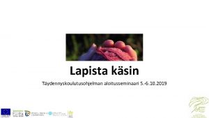 Lapista ksin Tydennyskoulutusohjelman aloitusseminaari 5 6 10 2019