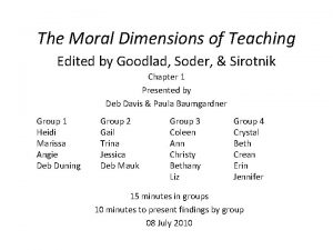 The Moral Dimensions of Teaching Edited by Goodlad
