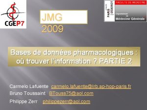 JMG 2009 Bases de donnes pharmacologiques o trouver