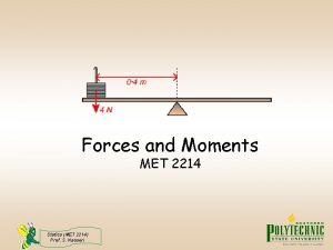 Forces and Moments MET 2214 Statics MET 2214