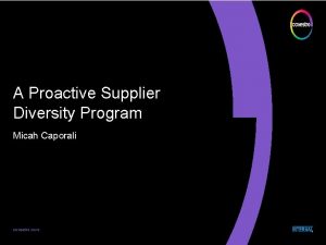 A Proactive Supplier Diversity Program Micah Caporali covestro
