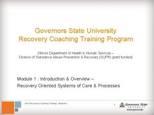 Governors State University Recovery Coaching Training Program Illinois