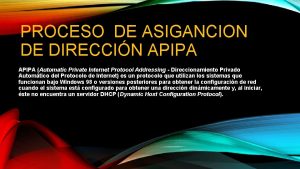 PROCESO DE ASIGANCION DE DIRECCIN APIPA Automatic Private