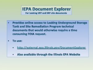 IEPA Document Explorer For Leaking UST and SRP