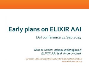 Early plans on ELIXIR AAI EGI conference 24