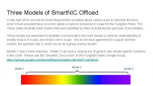 Three Models of Smart NIC Offload In late