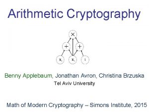 Arithmetic Cryptography Benny Applebaum Jonathan Avron Christina Brzuska