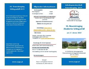 AG Neuroimaging Schlaganfall 2019 Allgemeine Informationen Seminargebhr GN