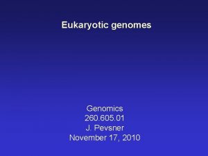 Eukaryotic genomes Genomics 260 605 01 J Pevsner
