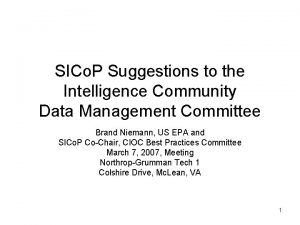 SICo P Suggestions to the Intelligence Community Data