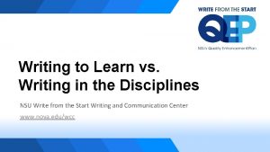 Writing to Learn vs Writing in the Disciplines