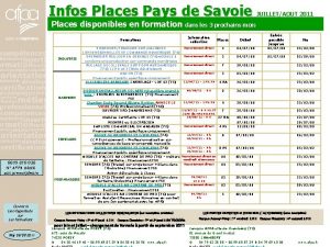 Infos Places Pays de Savoie JUILLETAOUT 2011 Places