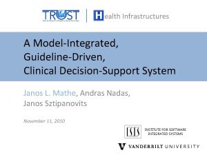 ealth Infrastructures A ModelIntegrated GuidelineDriven Clinical DecisionSupport System