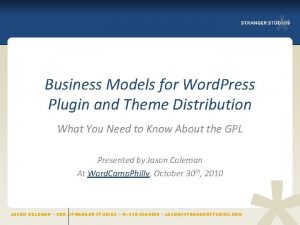 Business Models for Word Press Plugin and Theme