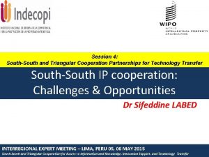 Session 4 SouthSouth and Triangular Cooperation Partnerships for