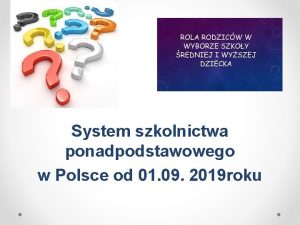 System szkolnictwa ponadpodstawowego w Polsce od 01 09