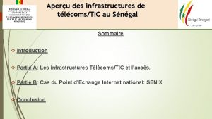 REPUBLIQUE DU SENEGAL UN PEUPLEUN BUTUNE FOI MINISTERE