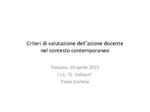 Criteri di valutazione dellazione docente nel contesto contemporaneo