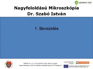 Nagyfelolds Mikroszkpia Dr Szab Istvn 1 Bevezets TMOP4