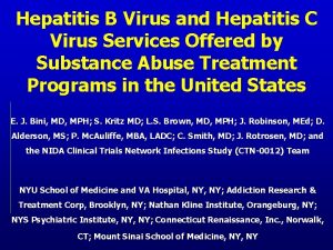Hepatitis B Virus and Hepatitis C Virus Services