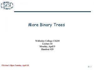 More Binary Trees Wellesley College CS 230 Lecture