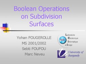 Boolean Operations on Subdivision Surfaces Yohan FOUGEROLLE MS