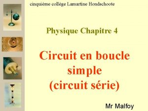 cinquime collge Lamartine Hondschoote Physique Chapitre 4 Circuit