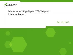 Micropatterning Japan TC Chapter Liaison Report Feb 12