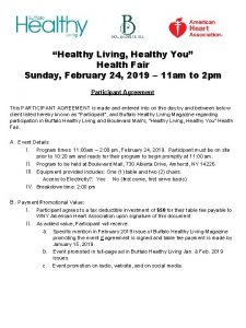 Healthy Living Healthy You Health Fair Sunday February