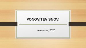 PONOVITEV SNOVI november 2020 Domae in prevzete besede