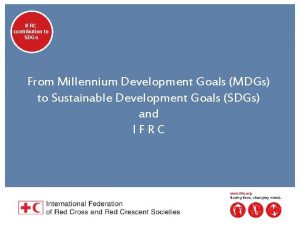 IFRC SFDRR IFRCand contribution IFRC to to SDGs