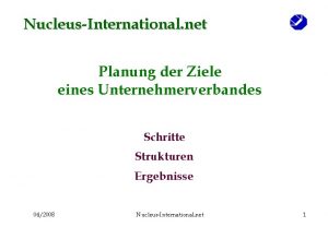 NucleusInternational net Planung der Ziele eines Unternehmerverbandes Schritte