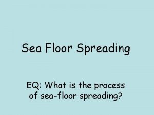 Sea Floor Spreading EQ What is the process