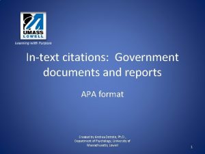 Intext citations Government documents and reports APA format