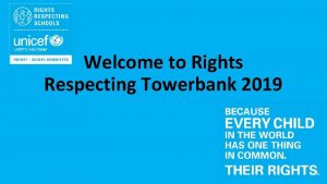 Welcome to Rights Respecting Towerbank 2019 We have