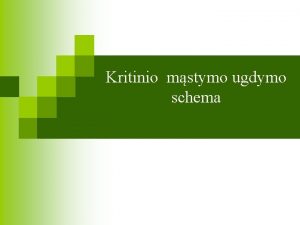 Kritinio mstymo ugdymo schema Mstymas skatinamas kai siekiama