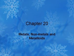 Chapter 20 Metals Nonmetals and Metalloids Section 2