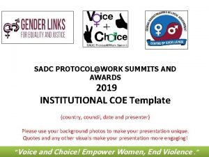 SADC PROTOCOLWORK SUMMITS AND AWARDS 2019 INSTITUTIONAL COE