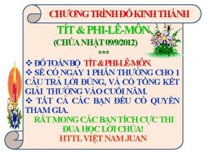 CHNG TRNH KINH THNH TT PHILMN CHA NHT