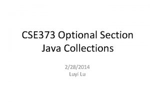 CSE 373 Optional Section Java Collections 2282014 Luyi