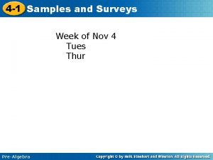 4 1 Samples and Surveys Week of Nov