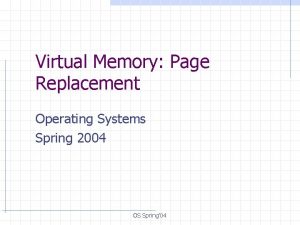 Virtual Memory Page Replacement Operating Systems Spring 2004
