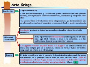 Arte Griego Introduccin Importancia enorme Base de la